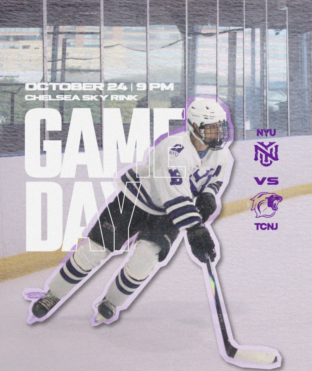 Back on the ice tonight. 🏒💜

NYU takes on TCNJ at Chelsea Sky Rink.

🆚 The College of New Jersey 
📍 Chelsea Sky Rink
⏰ 9:00pm est

#NYUHockey #GameDay